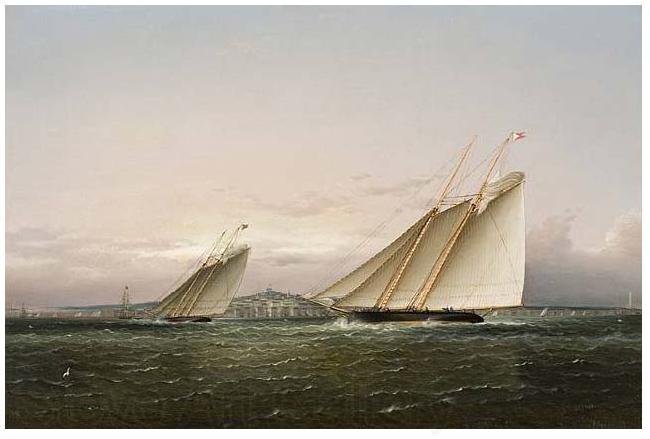 James Edward Buttersworth YachtRace BostonHarbor byButterworth Norge oil painting art
